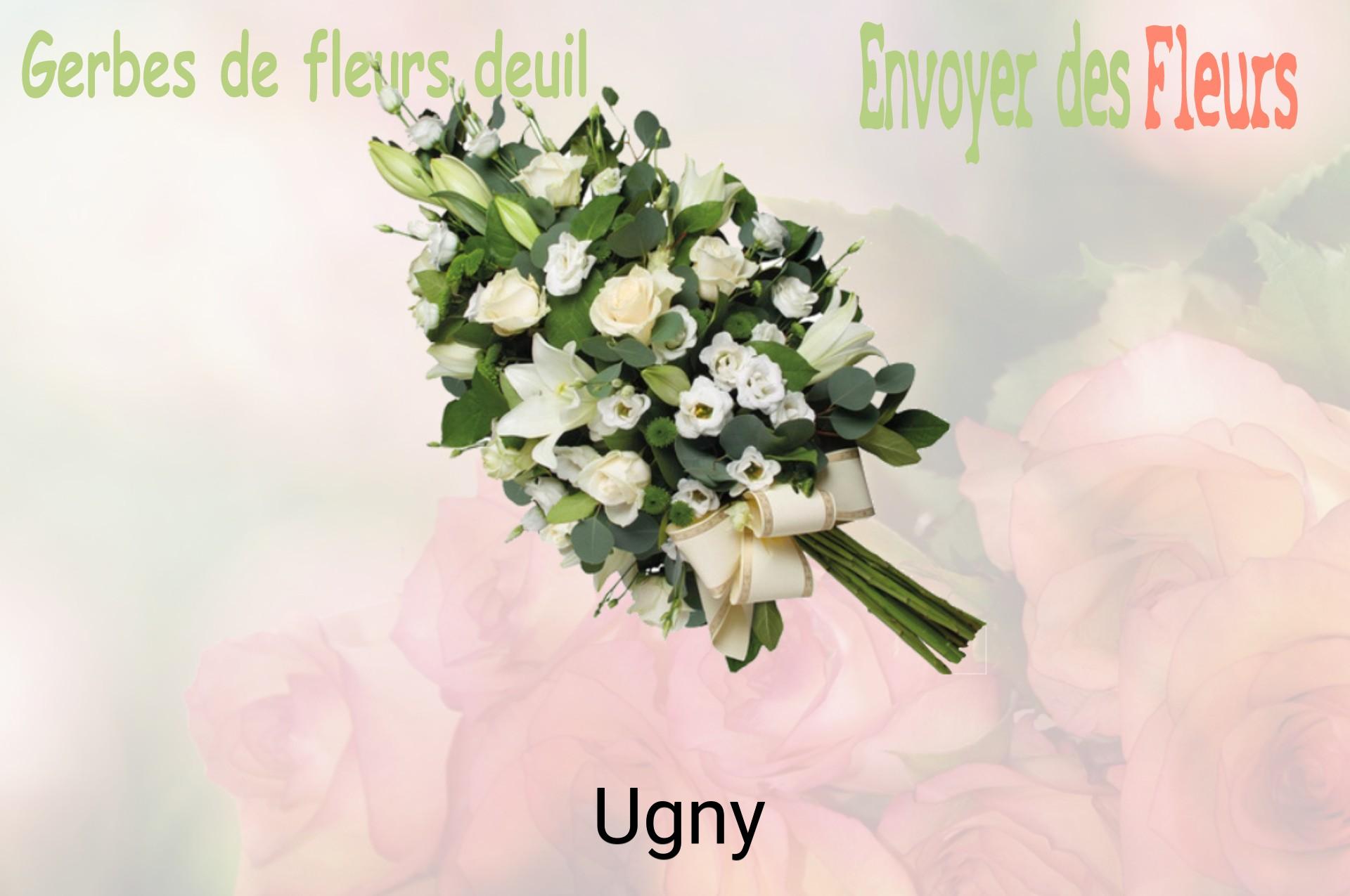 Gerbe de fleurs de deuil livrée à Ugny
